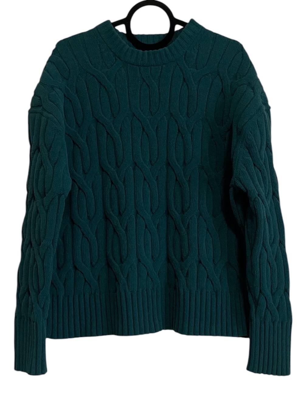 Lululemon Cable-Knit Oversized Crewneck Sweater Storm Teal Size Medium - Picture 5 of 8